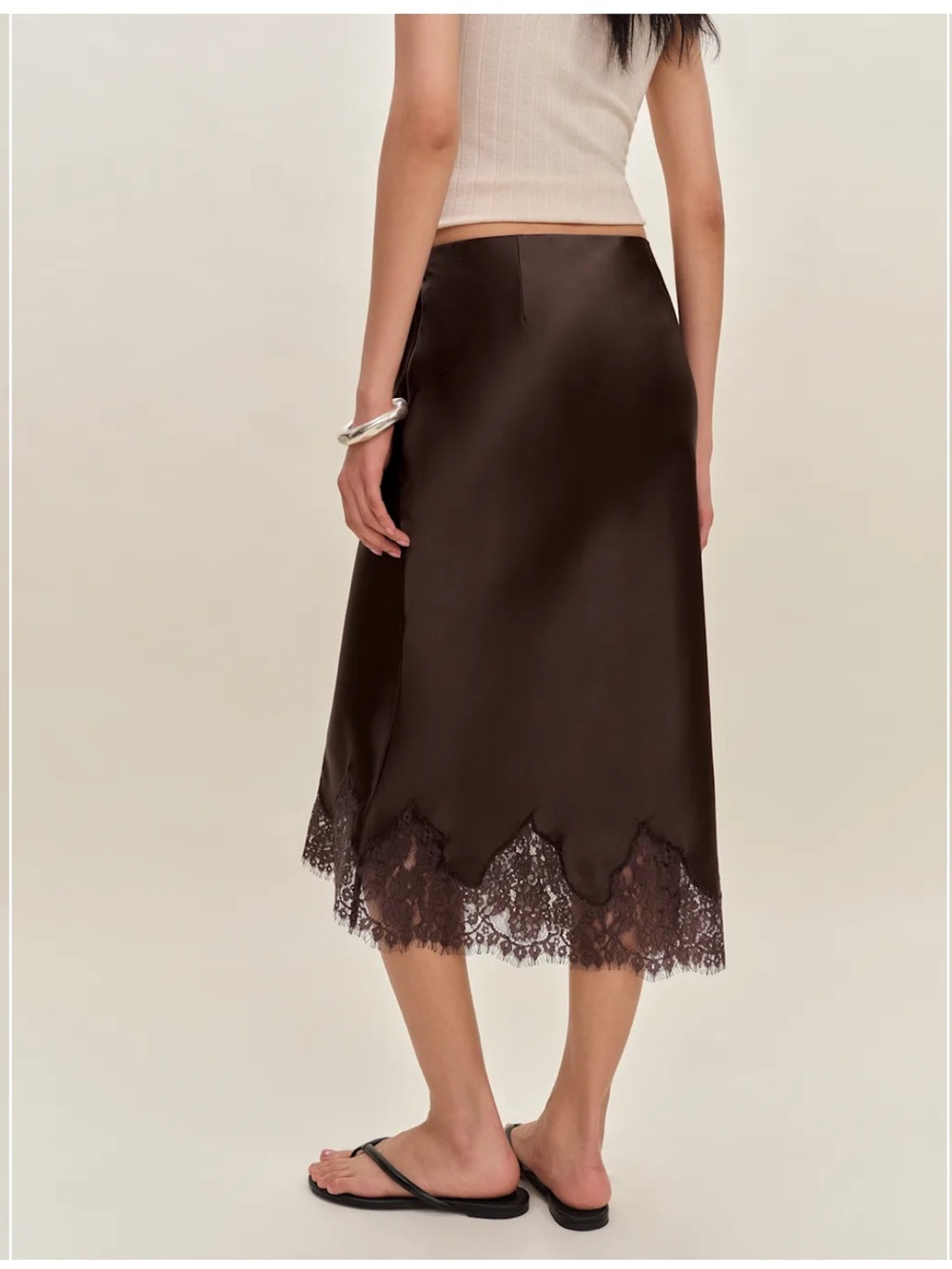 NWT Reformation Carolina Silk Skirt - Black Bean - Picture 4 of 10